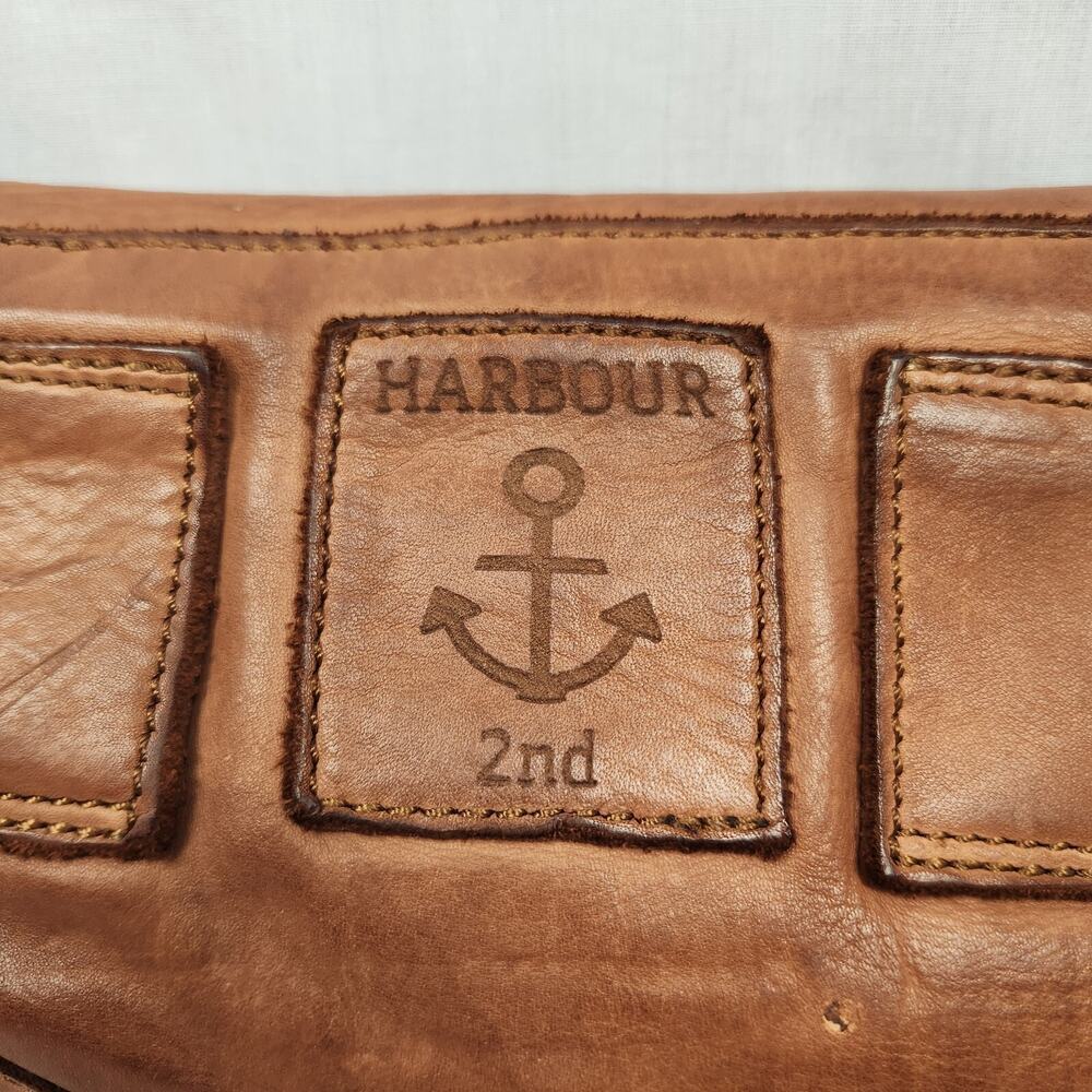 Harbour 2nd Cognac Moon Genuine Leather Clutch Belt Bag Crossbody Fanny Pack GUC - Picture 3 of 9